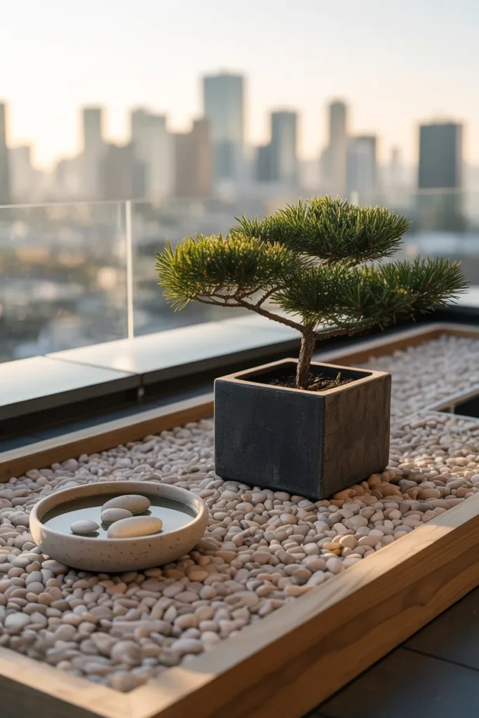 Rooftop or Balcony Zen Garden With Container Stones and Gravel Trays