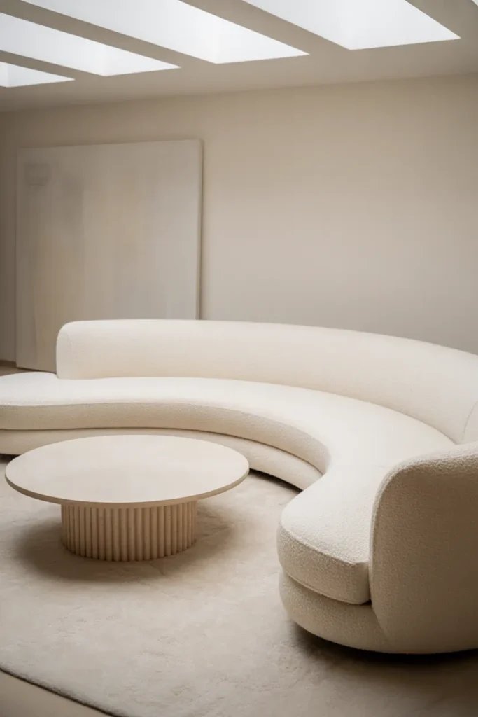 Round Coffee Table with a Curved Sofa for a Fully Soft