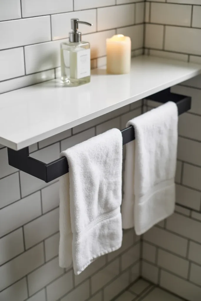 Shelf With Integrated Towel Bar Below