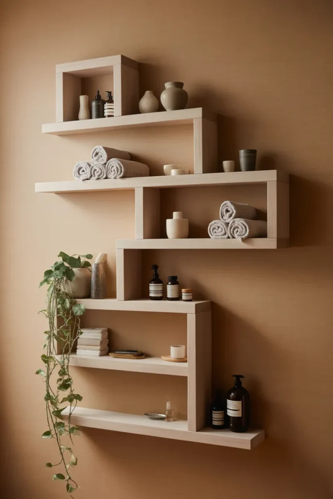 Staggered Asymmetric Floating Shelves
