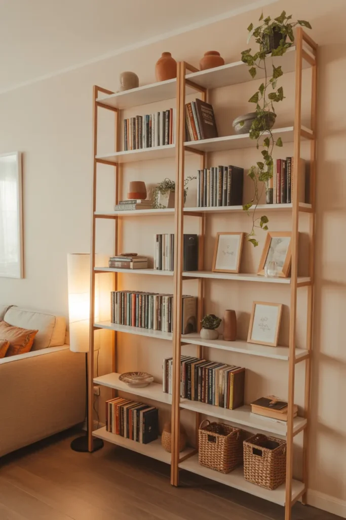Style Open Shelving or a Bookcase as a Boho Display Wall