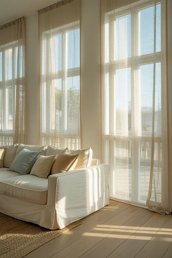 Swap Heavy Drapes for Sheer Linen Panels to Instantly Brighten the Room
