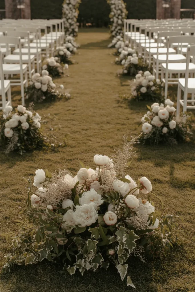 The Aisle Design That Uses Ground-Level Florals to Create a Runway Effect