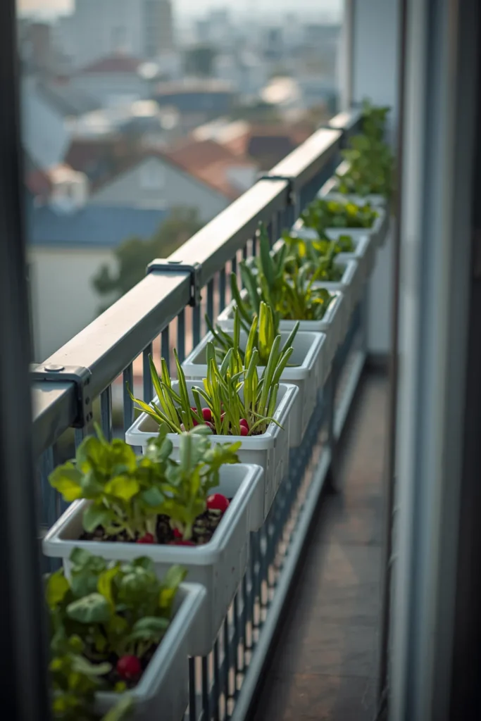 The Apartment Balcony Railing Planter Row for Continuous Harvesting