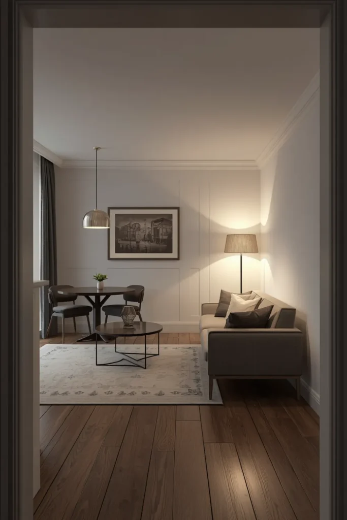 The Apartment Open Plan That Uses Furniture Placement Alone to Zone Two Rooms