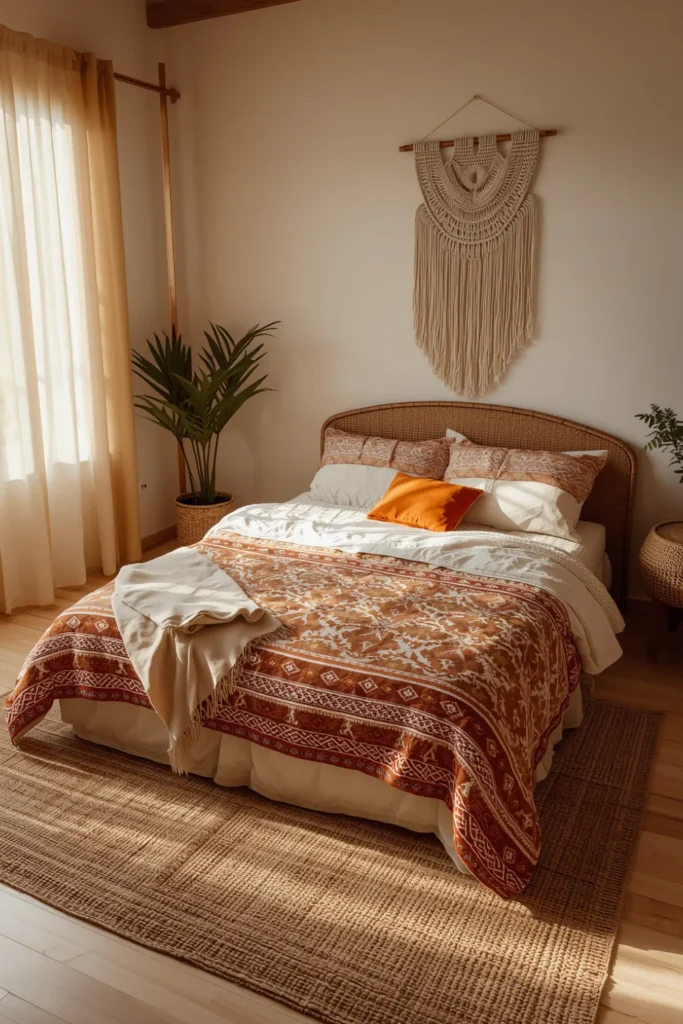 The Boho Guest Bedroom With Layered Textures That Feels Warm Without Being Heavy