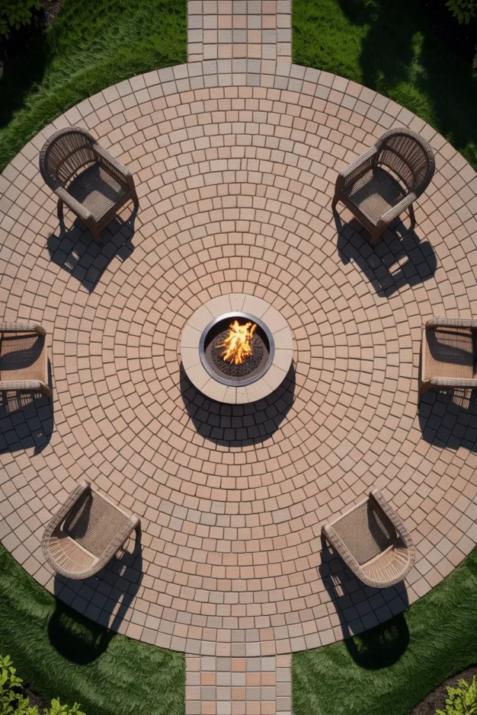 The Circular Paver Patio Built Around a Center Fire Pit