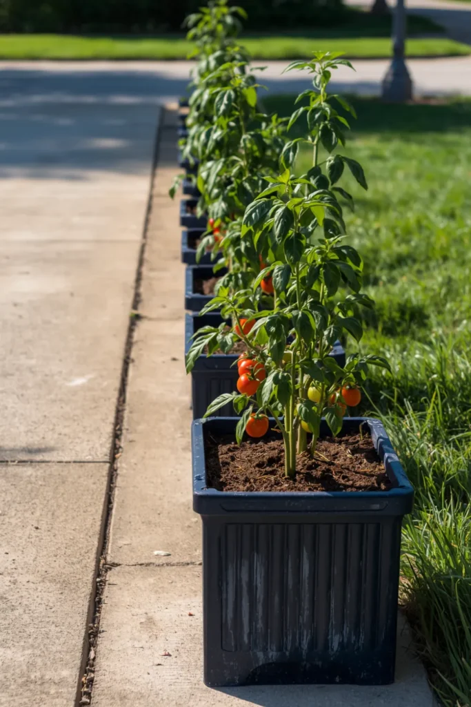 The Driveway Edge Container Garden That Uses Dead Space Productively