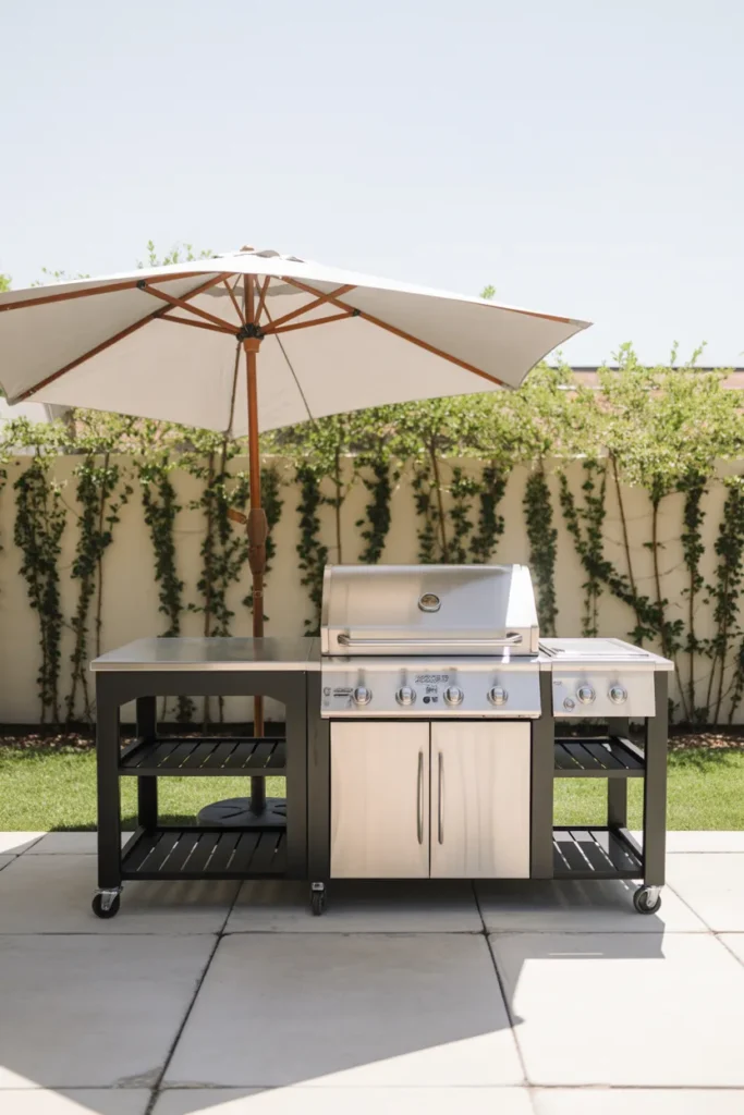 The Freestanding Grill Cart Setup With Mobile Prep Table