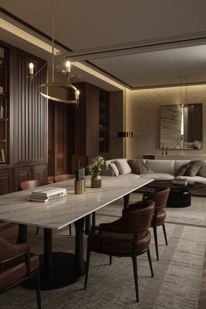 The Luxury Open Plan With Mixed Metals and Natural Stone That Feels Cohesive