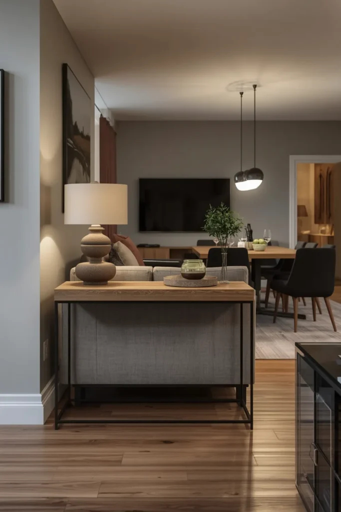 The Open Plan With a Dedicated Console Table at the Zone Transition Point