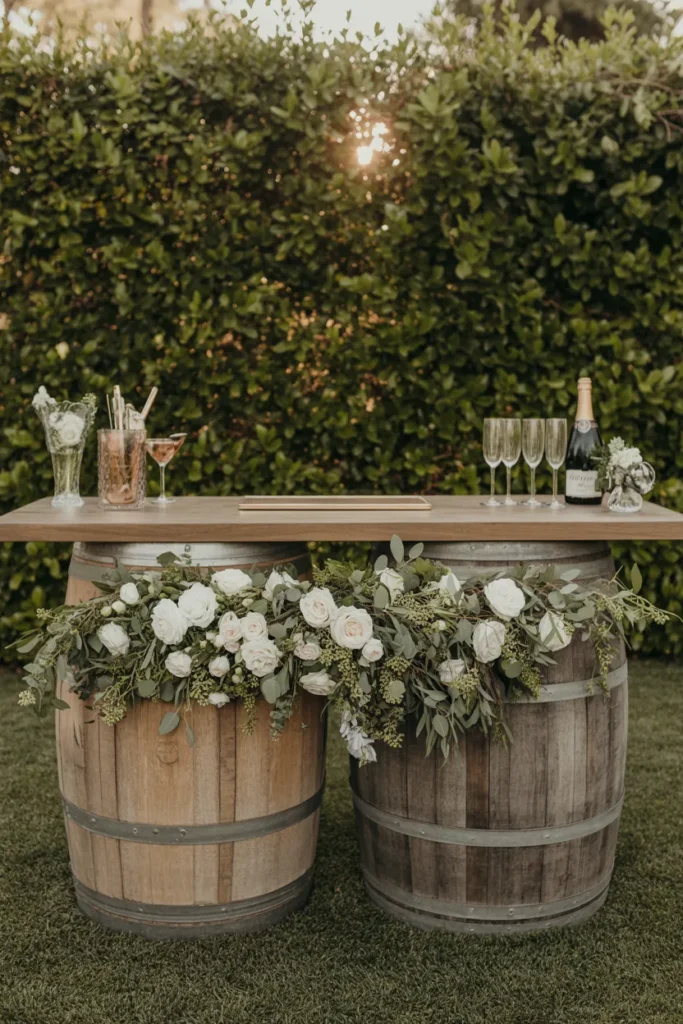The Outdoor Wedding Bar Setup That Integrates Into the Garden Rather
