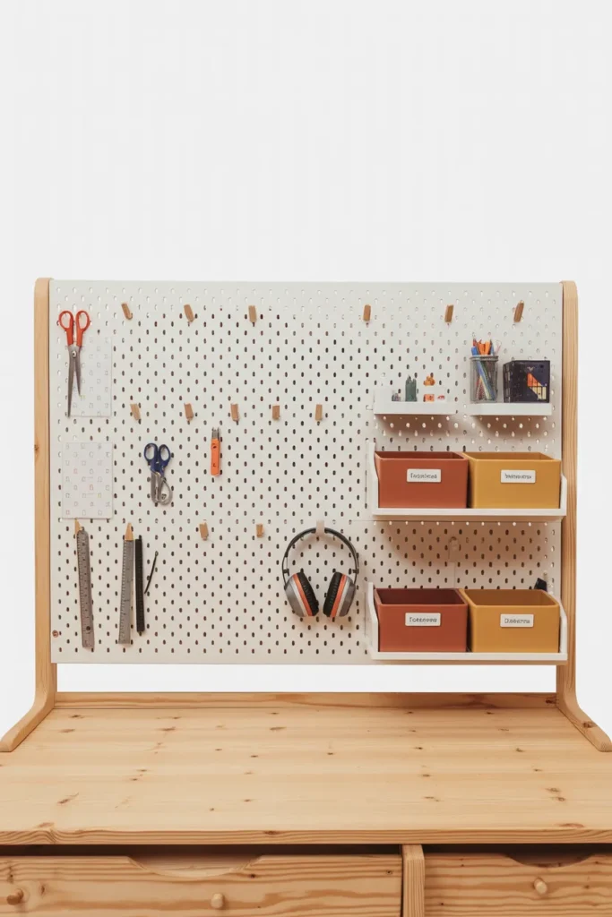 The Pegboard Command Center Desk for the Highly Organized Kid