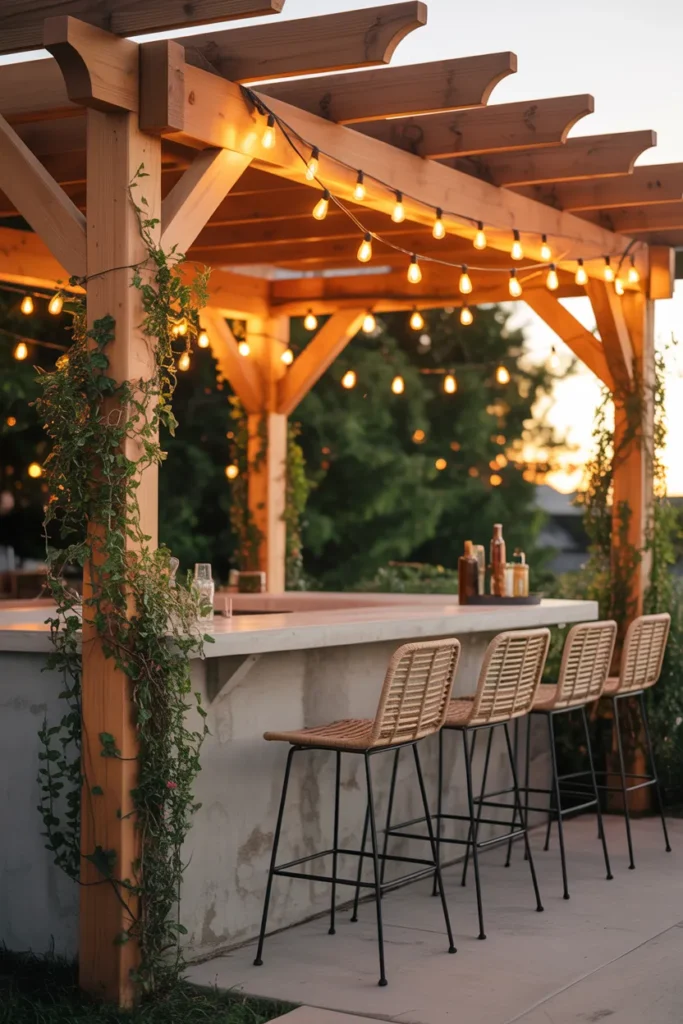 The Pergola Bar That Creates a Covered Outdoor Entertaining Zone Without a Full Roof