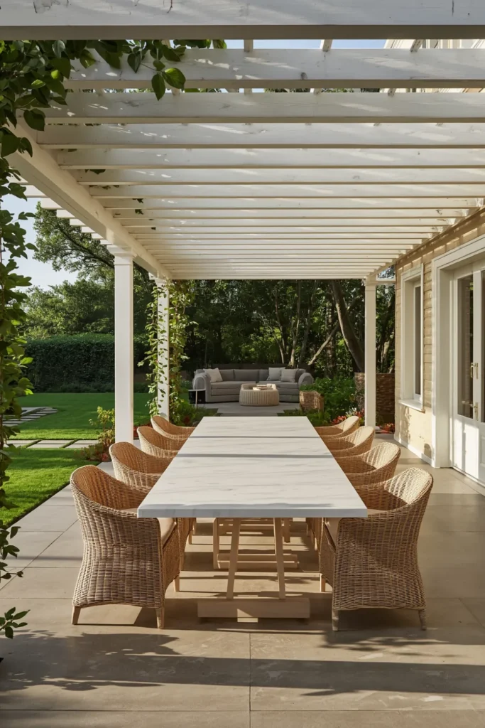 The Pergola-Covered Breakfast Patio That Solves the Sun Problem