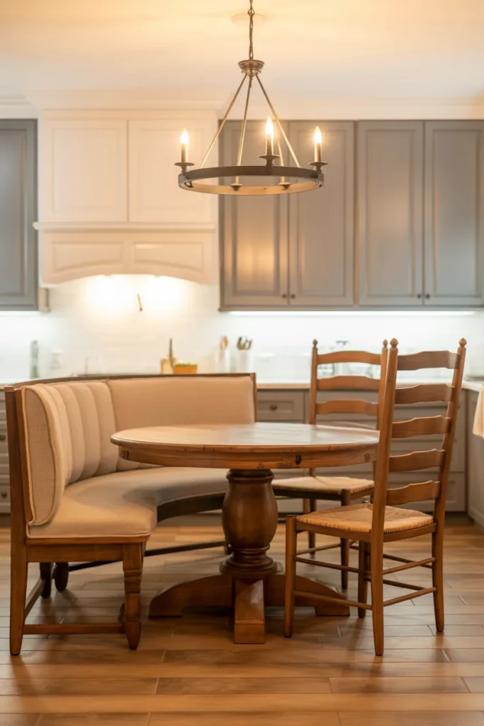 The Round Farmhouse Table With Bench Seating