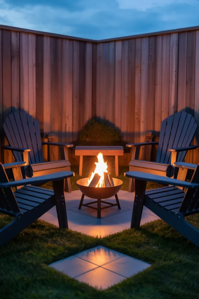 The Small Backyard Fire Pit Corner That Maximizes a Tight Space