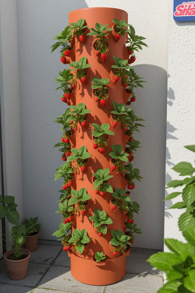 The Stacked Strawberry Tower That Produces Fruit in Minimal Space