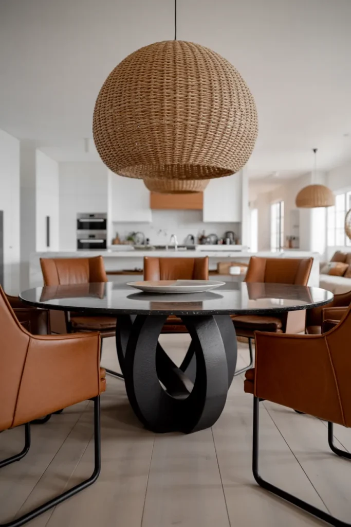 The Statement Round Table With an Oversized Pendant