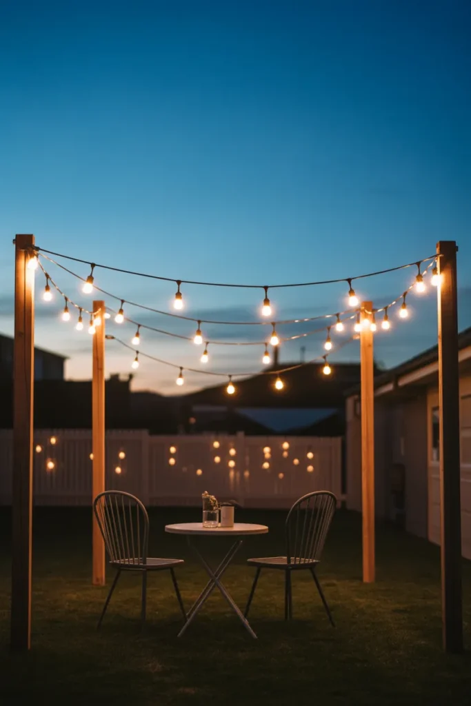 The String Light Canopy That Creates an Outdoor Room Feel Without Structures