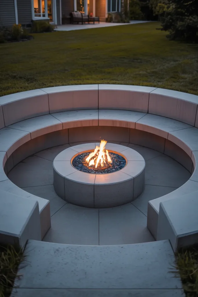 The Sunken Fire Pit Patio That Creates a Natural Gathering Bowl