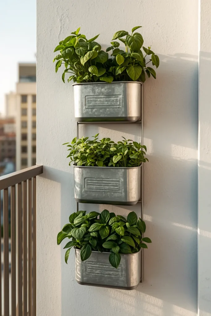 The Tiered Herb Container Setup That Maximizes a 3-Foot Balcony Wall
