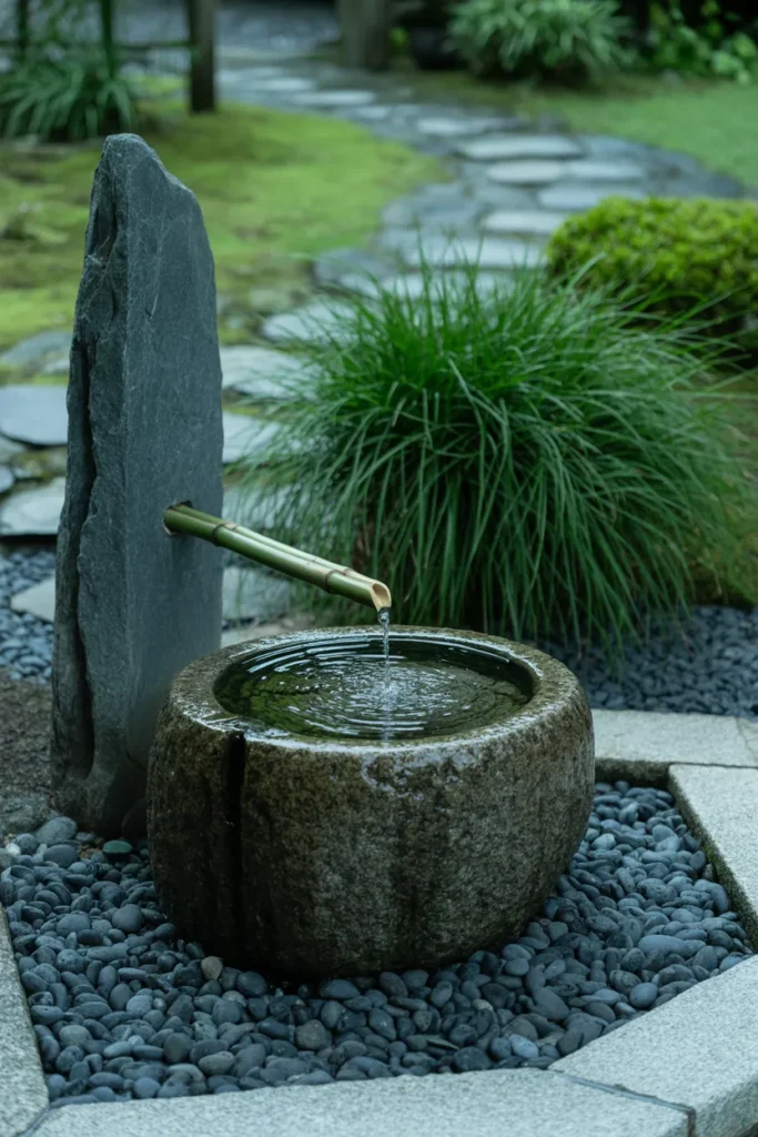The Tsukubai Stone Basin Feature for a Garden Entry or Transition Point