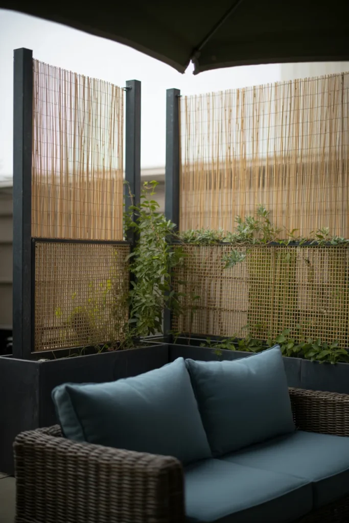The Vertical Privacy Screen Made from Lattice or Bamboo Panels
