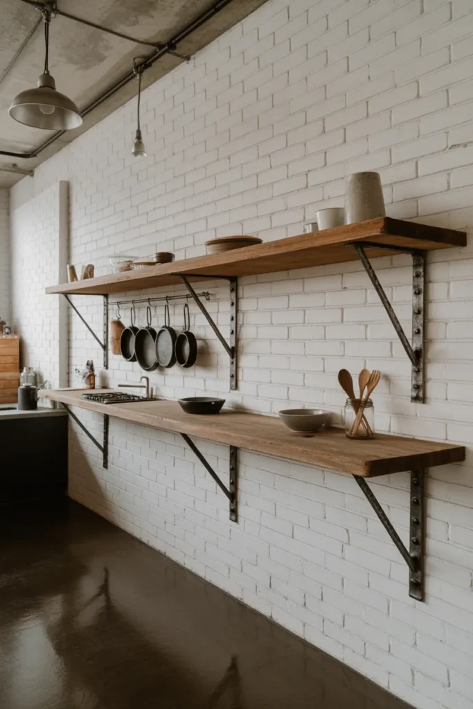 Thin Steel or Iron Shelf Brackets as an Industrial Design Detail