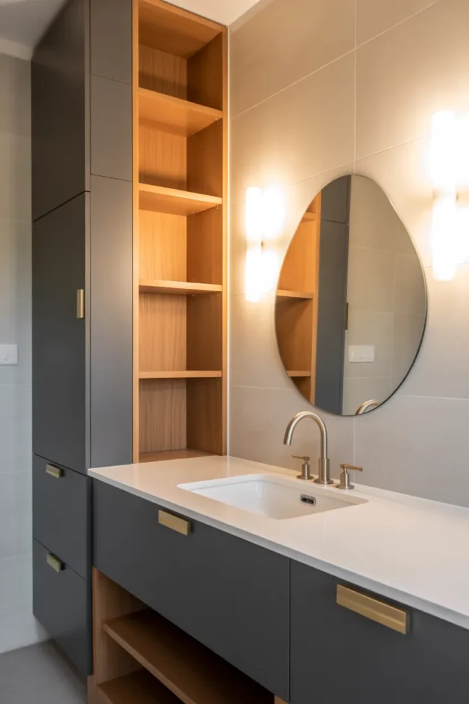 Two-Tone Vanity With Upper and Lower Cabinet in Different Finishes