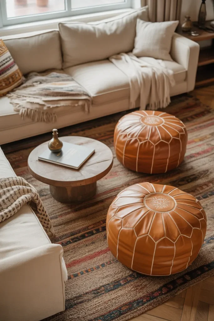 Use Floor Cushions and Poufs to Add Seating Without Permanent Furniture