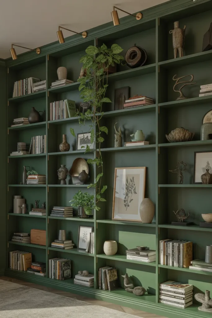 Use Maximalist Shelving Styled as a Full Wall Display to Showcase a Curated Collection