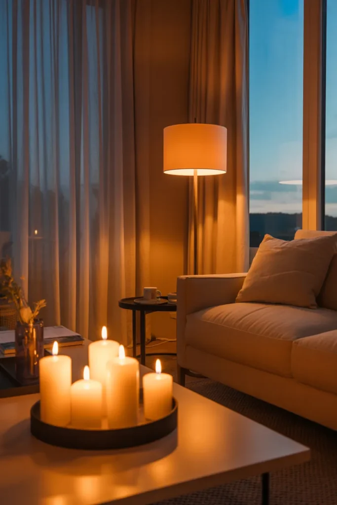 Use Warm Ambient Lighting Instead of Overhead Fixtures in the Evening