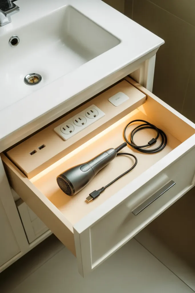Vanity With Integrated Electrical Outlets and USB Ports