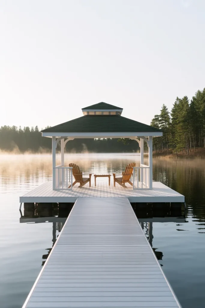 Waterfront or Lakefront Gazebo Built on a Floating Dock Platform