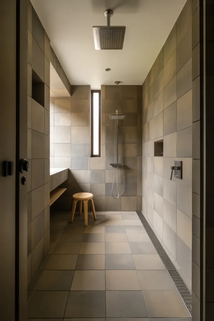 Wet Room Shower With No Door or Threshold