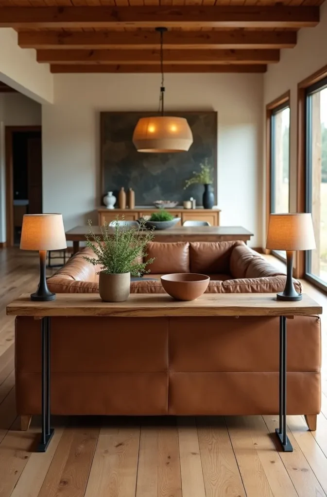 A Console Table Behind the Sofa That Adds Function and Visual Depth