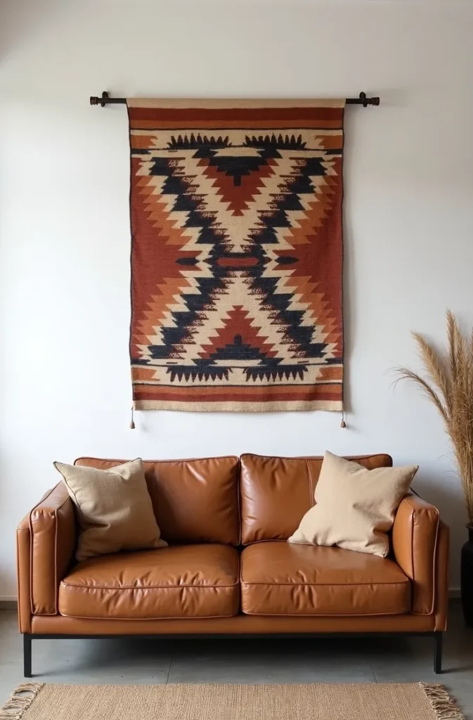 A Navajo or Southwestern Blanket Wall Hanging as the Room's Focal Point