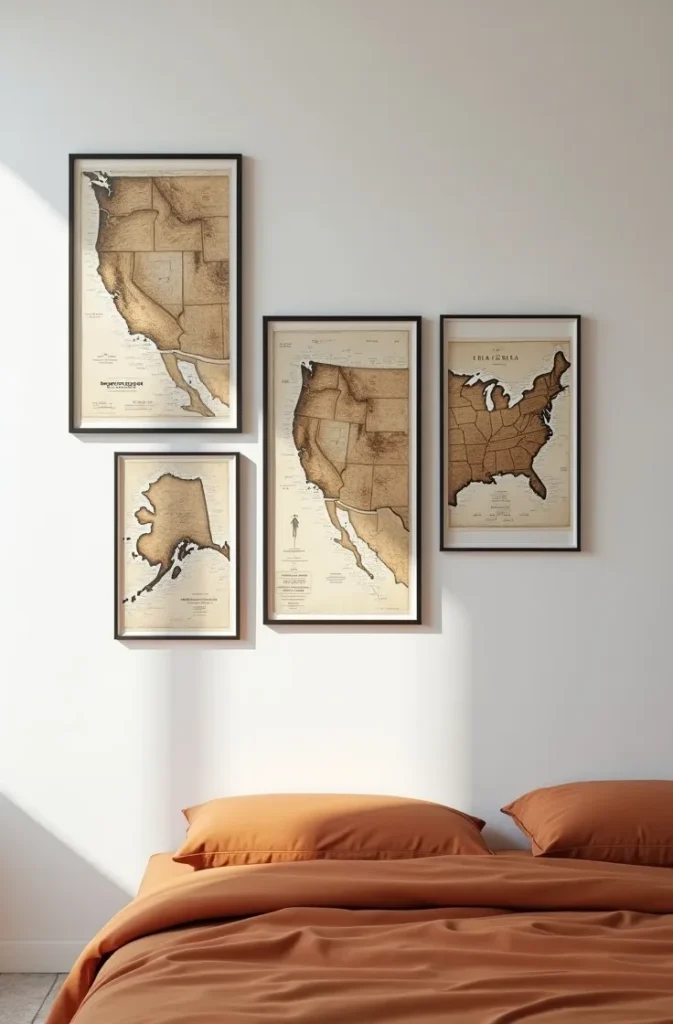 A Vintage Map or Topographic Print Gallery Wall That Adds Intellectual Weight