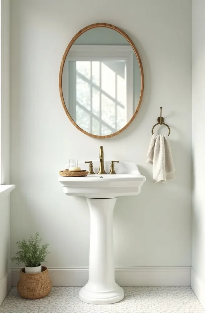 Add a Round Arch Mirror Above the Vanity to Make a Small Bathroom Feel Larger Without Renovating