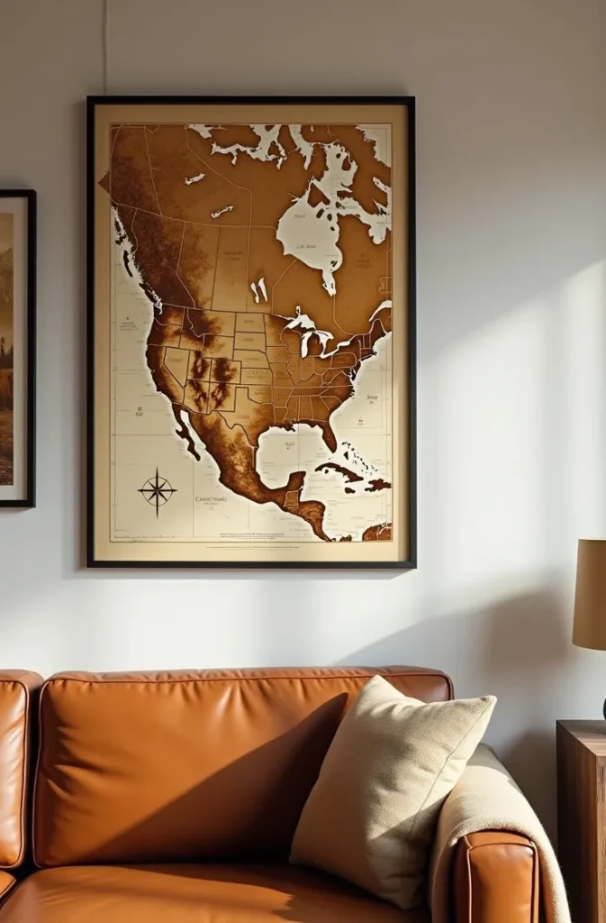 Antique or Vintage Map Art That Adds Depth Without Themed Clutter