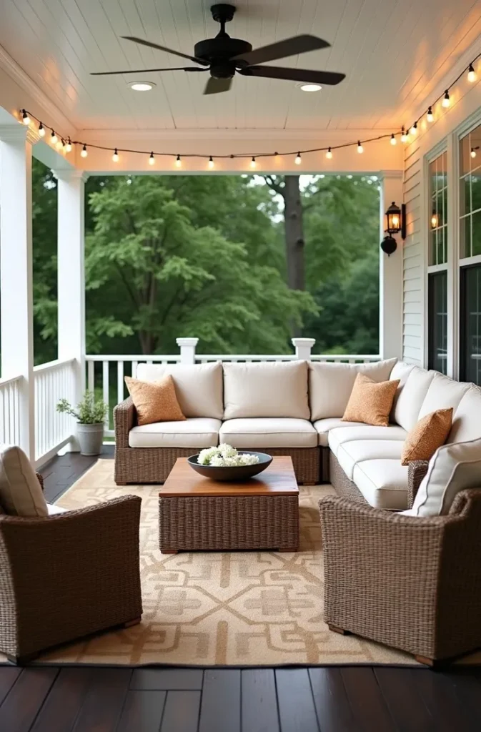 Arrange a U-Shaped Seating Layout on a Large Porch for Conversation-First Comfort