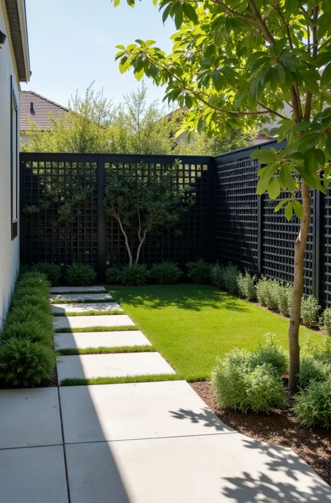 Black Metal Lattice as a Modern Yard Divider