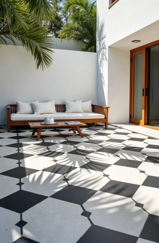 Bold 24x24 Checkerboard for a Grand Outdoor Entertaining Space
