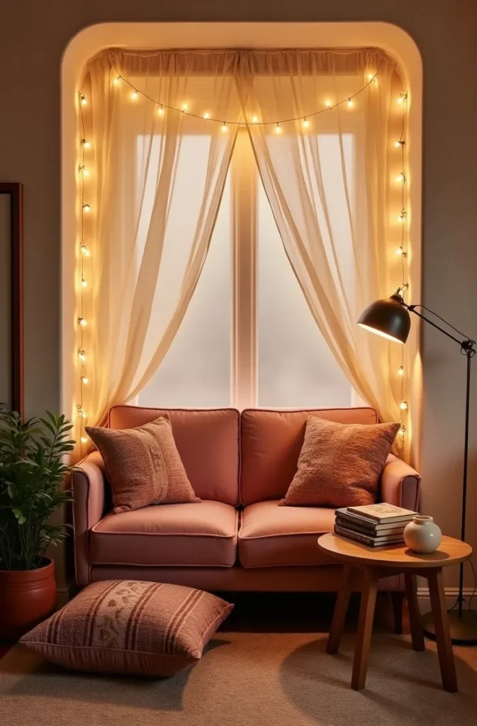 Build a Boho Reading Nook Around a Small Loveseat With Floor Cushions and a Canopy