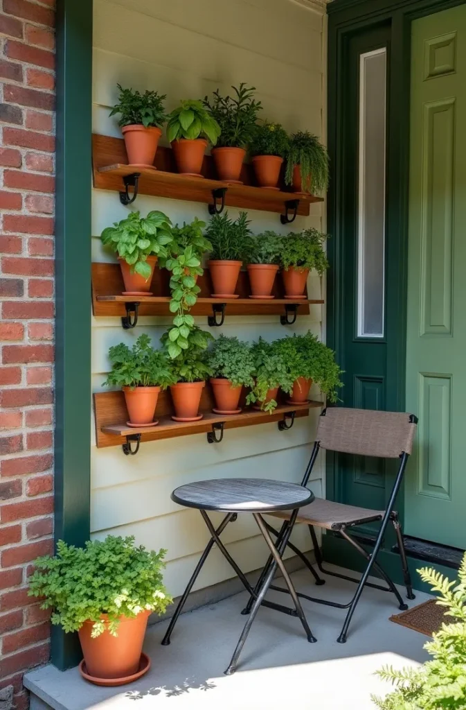 Build a Simple Vertical Garden Wall on a Small Porch to Add Green Without Using Floor Space