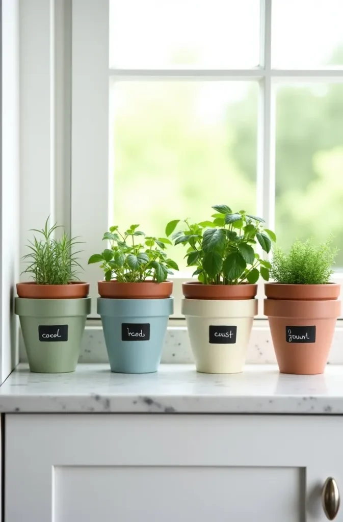 Color-Coded Plant Label Painting for Practical and Beautiful Herb Pot Sets
