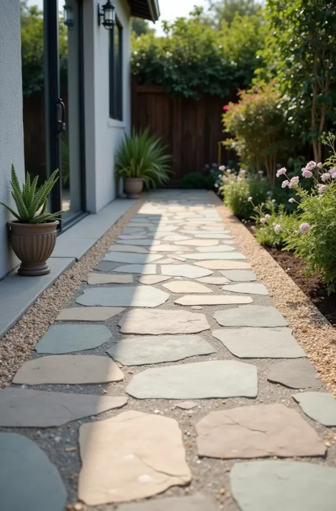 Concrete Gray with Painted River Stone Border Accents