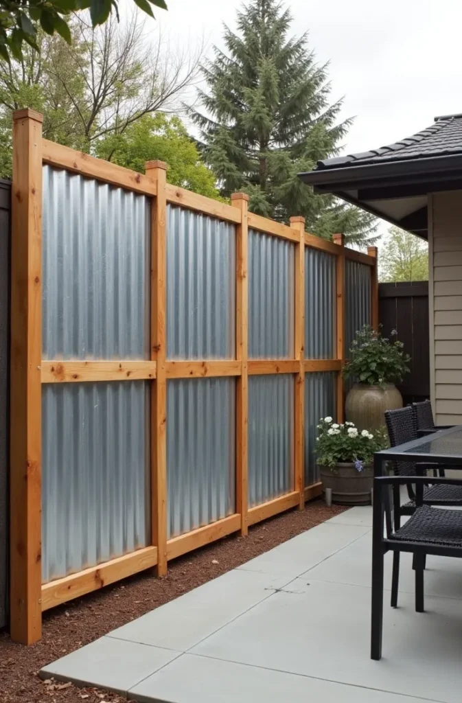 Corrugated Metal and Pallet Wood Combo Fence