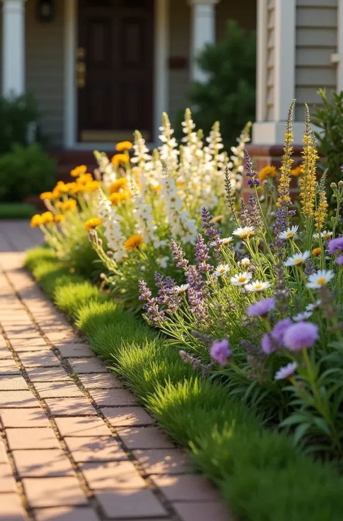 Cottage-Style Front Yard Flower Gardens That Replace Lawn Sections